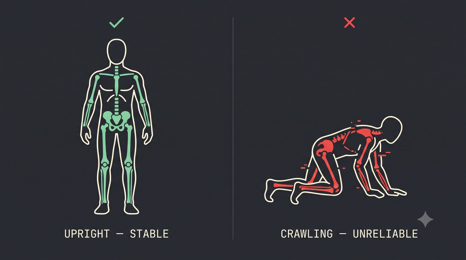 직립 vs crawling 트래킹 신뢰도 비교